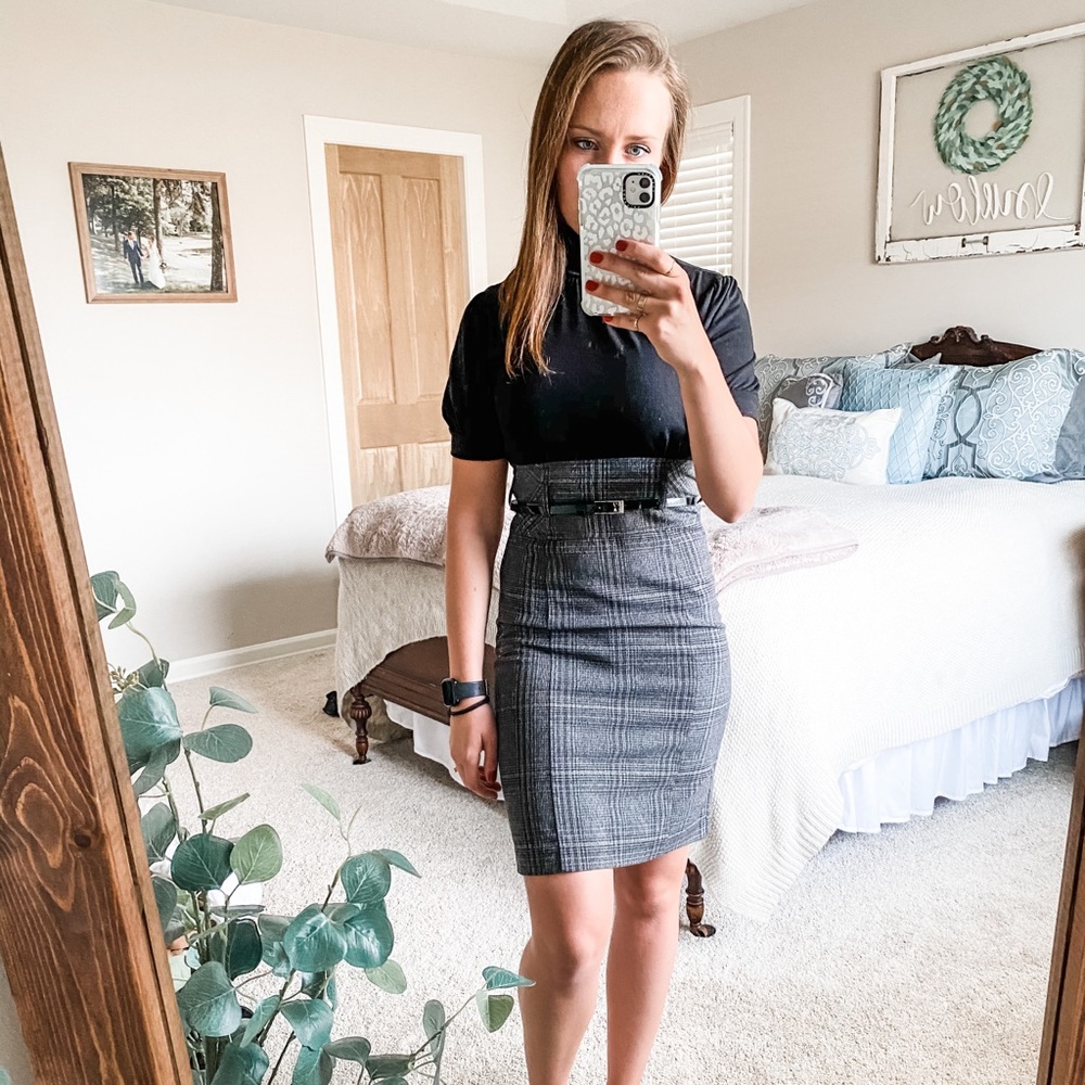 Little Black Plaid Pencil Dress